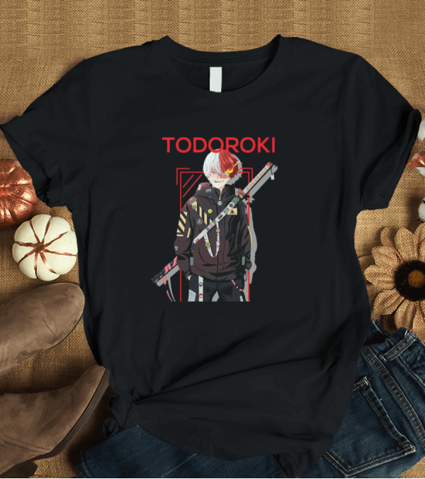 T-Shirt: Todoroki Samurai Style Anime Character with Sword and Unique Hairstyle T-Shirt Todoroki Samurai Style Anime Character with Sword and Unique Hairstyle T-Shirt