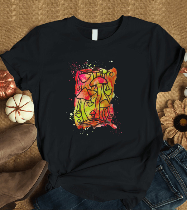 T-Shirt: Which Way Is Up Psychedelic Mushrooms Trippy Vibes Splattered Colors T-Shirt Which Way Is Up Psychedelic Mushrooms Trippy Vibes Splattered Colors T-Shirt