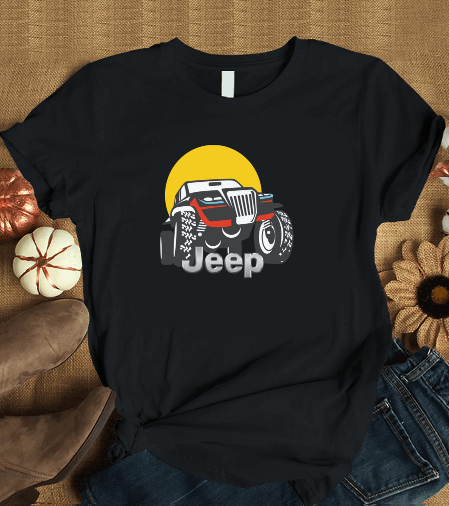 Jeep Off-Road Adventure Sun Background 4x4 T-Shirt