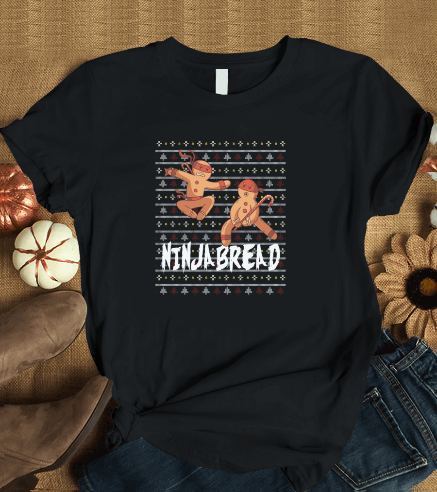 Ninjabread Cookie Warriors Holiday Humor T-Shirt