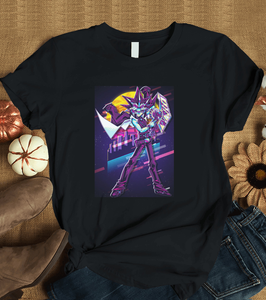 Yugi Player Vintage Anime Style Pharaoh Duelist Retro Neon Aesthetic T-Shirt