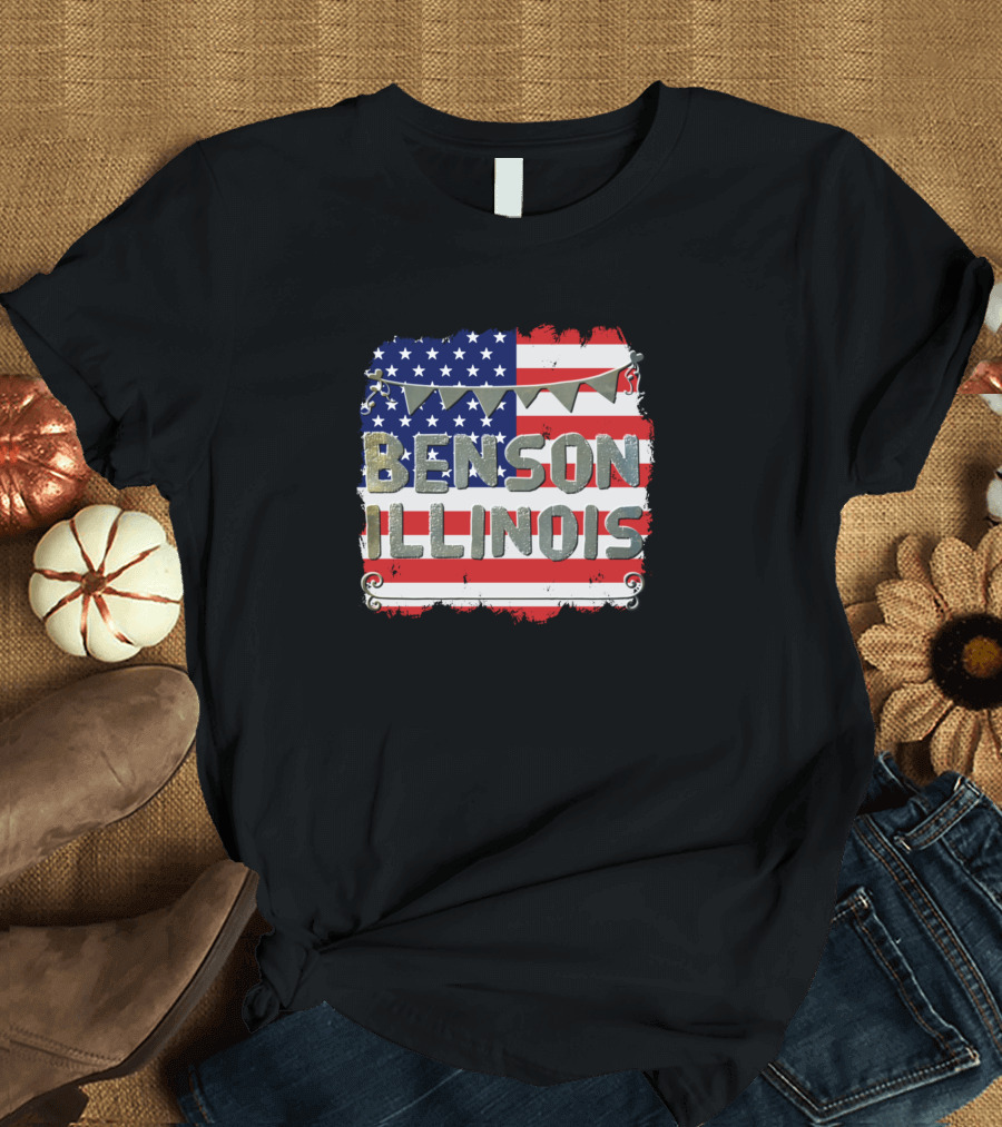 Benson Illinois American Flag Banner T-Shirt