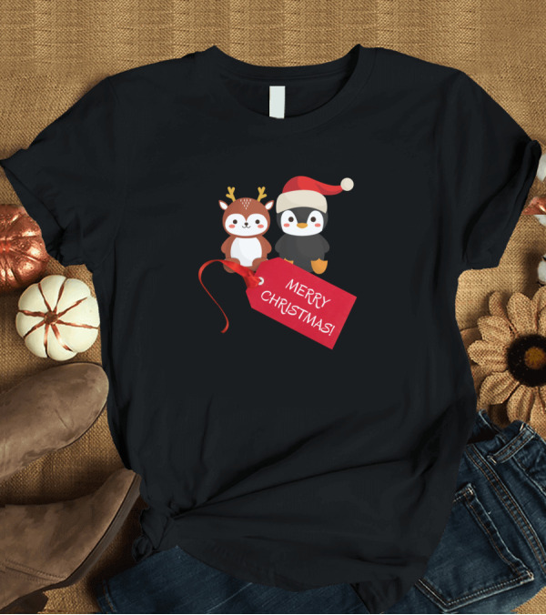 T-Shirt: Christmas Cute Merry Christmas Penguin Reindeer Holiday T-Shirt Christmas Cute Merry Christmas Penguin Reindeer Holiday T-Shirt