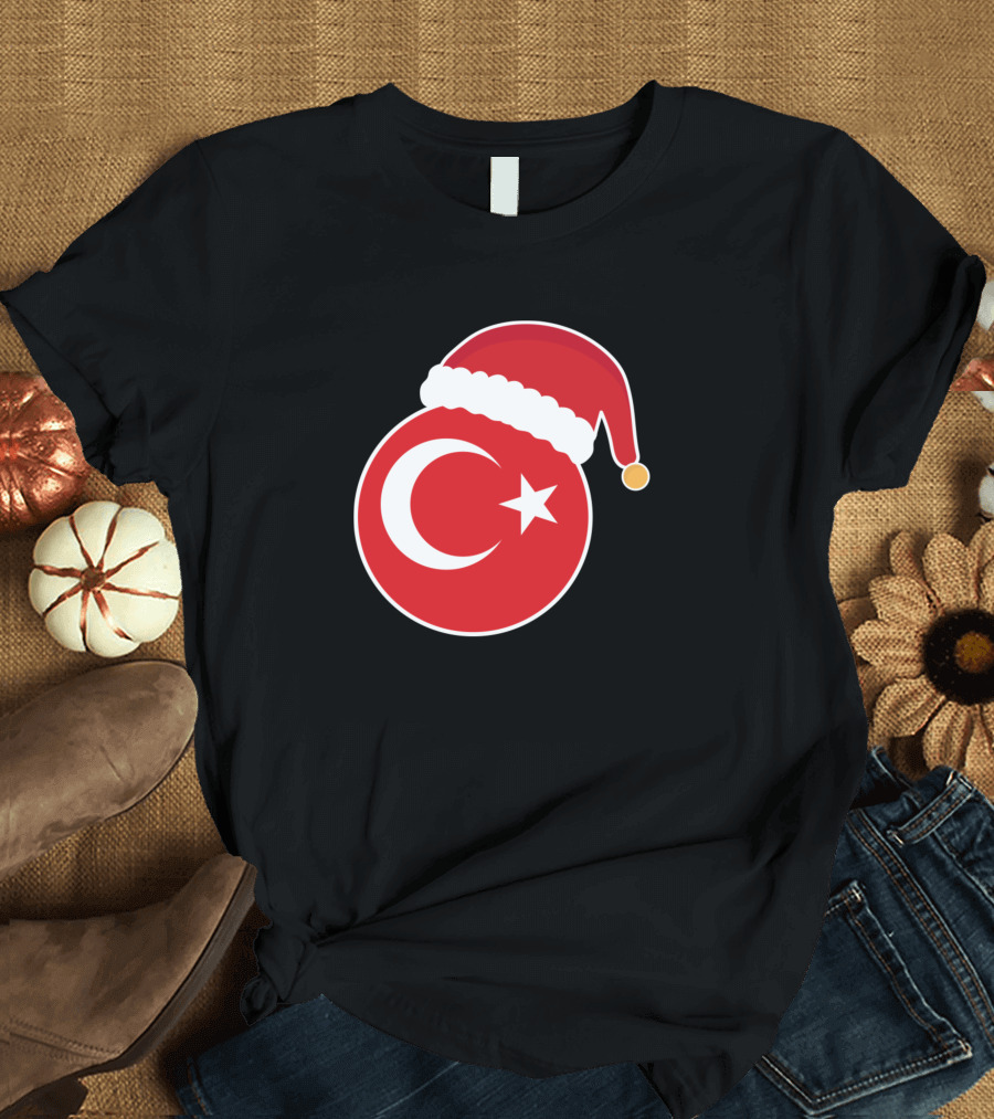 Turkey Flag with Santa Hat Christmas T-Shirt