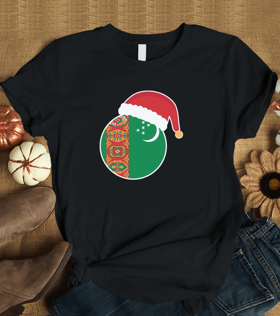 Turkmenistan Flag Christmas Santa Hat T-Shirt