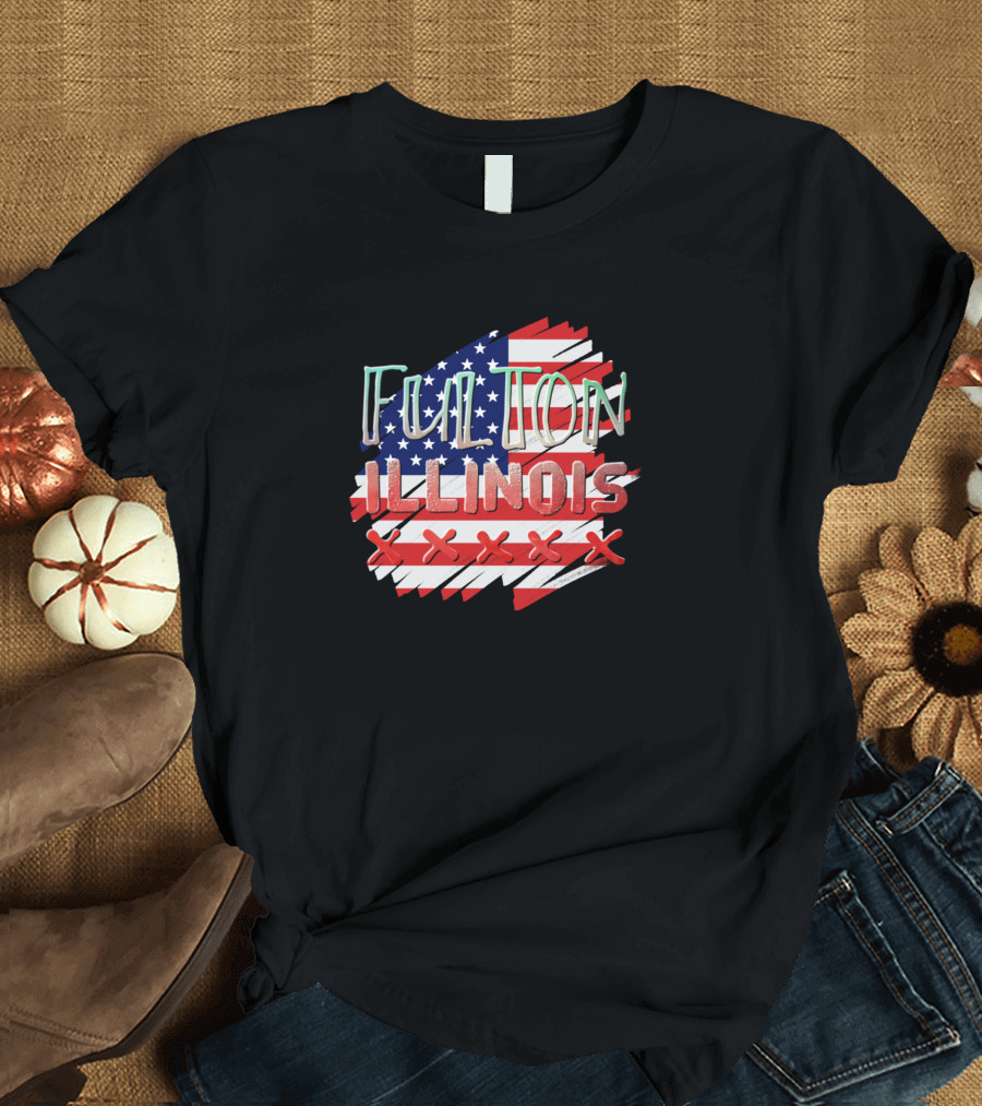 Fulton Illinois American Flag T-Shirt