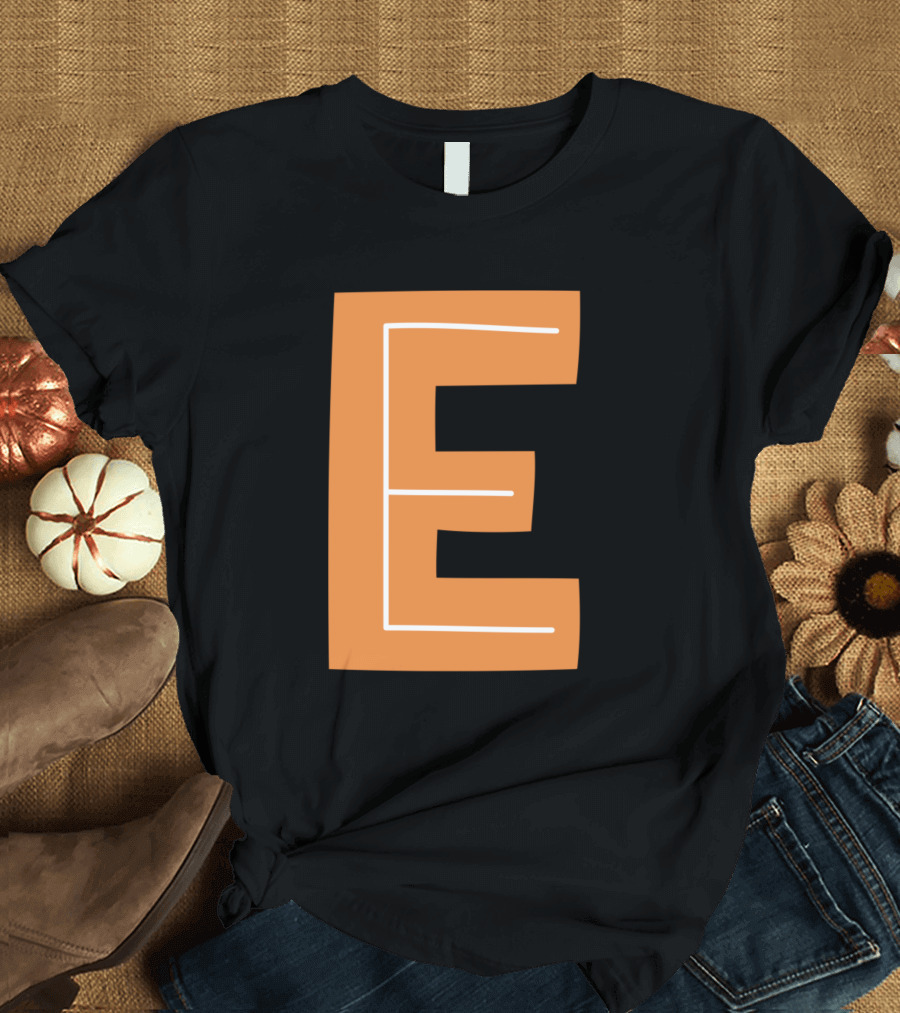 Letter E Forest Night Alphabet Orange T-Shirt