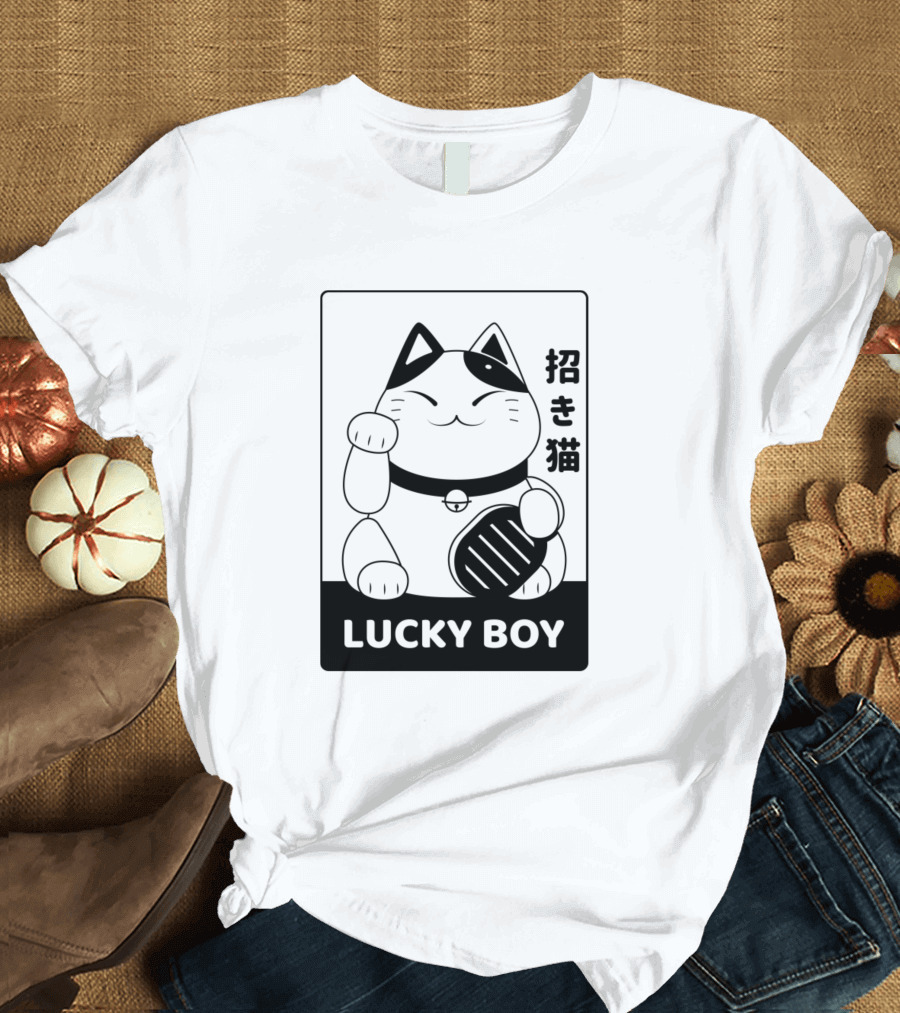 Lucky Boy Maneki Neko 招き猫 T-Shirt