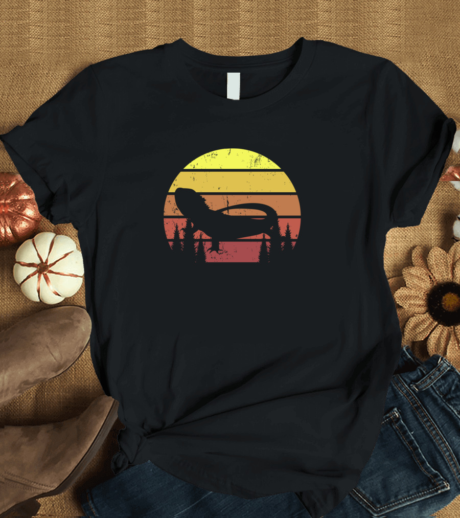 Retro Bearded Dragon Sunset Lizard Reptile Owner T-Shirt