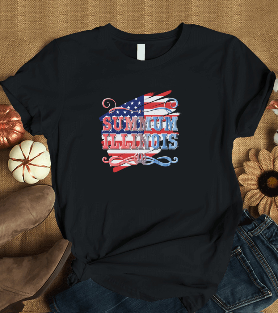 Summum Illinois American Flag Rustic T-Shirt