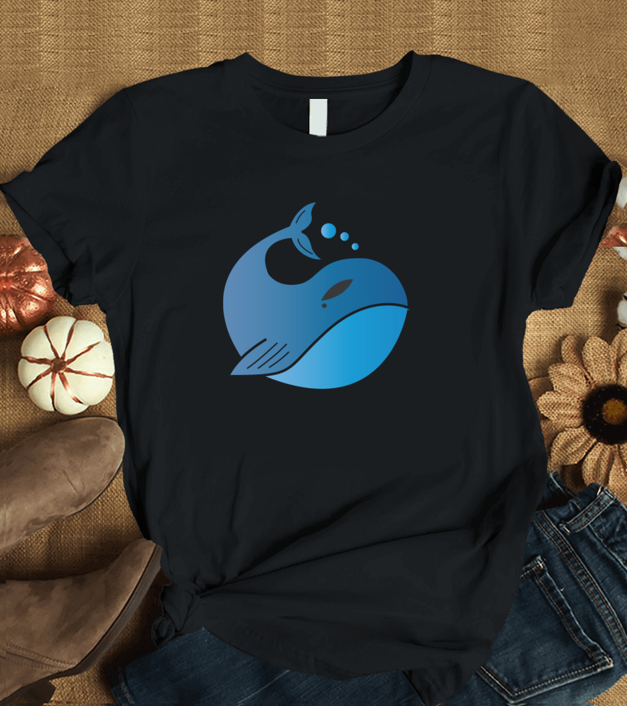 Whale Logo Blue Minimalist T-Shirt