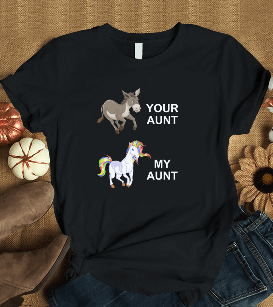 Your Aunt My Aunt Donkey Unicorn Contrast T-Shirt