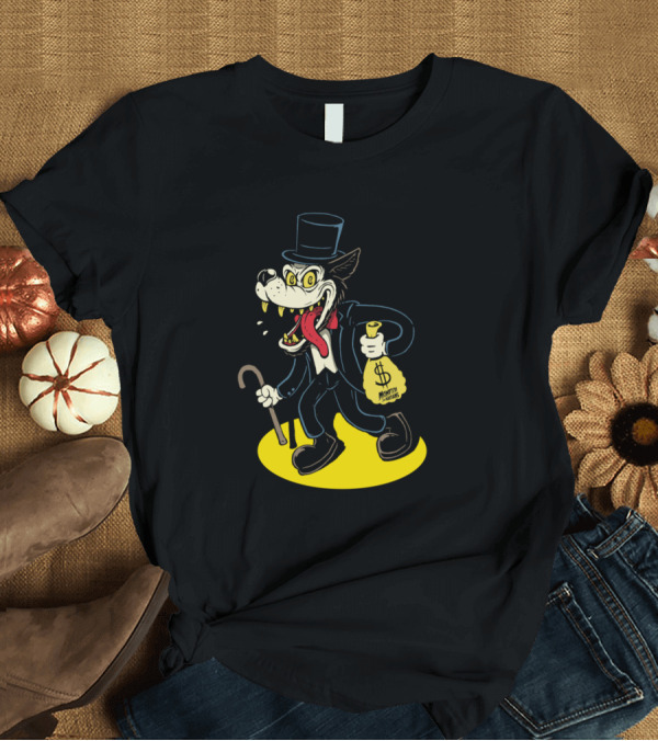 T-Shirt: Big Bad Wolf Money Bags Wealthy Cartoon Character T-Shirt Big Bad Wolf Money Bags Wealthy Cartoon Character T-Shirt