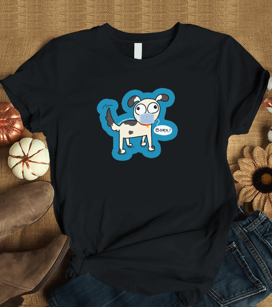 Merry Dogmas Merry Christmask Bork Dog Wearing Mask T-Shirt