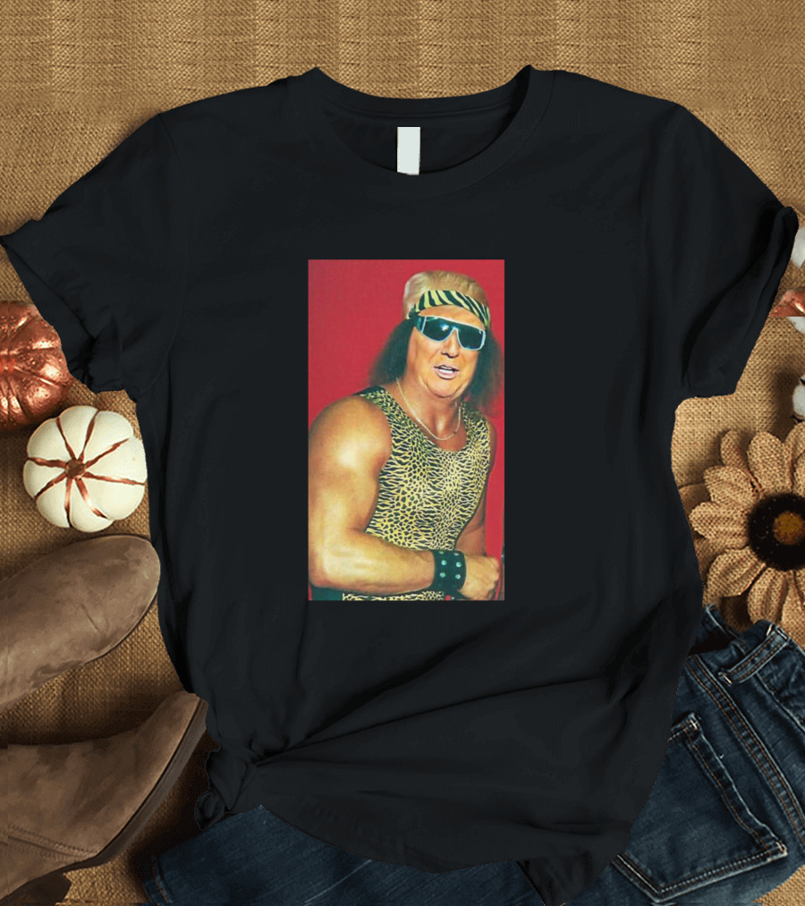 Nacho Tan Donny Savage Leopard Print Retro Wrestler T-Shirt