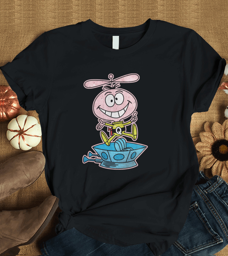 Quisp Cereal Character Riding Spaceship in Vintage Grunge T-Shirt
