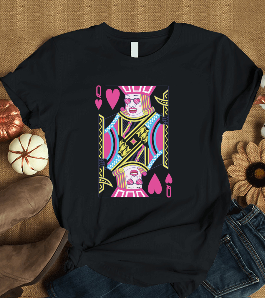 Queen Of Hearts Drag Queen Playing Card T-Shirt