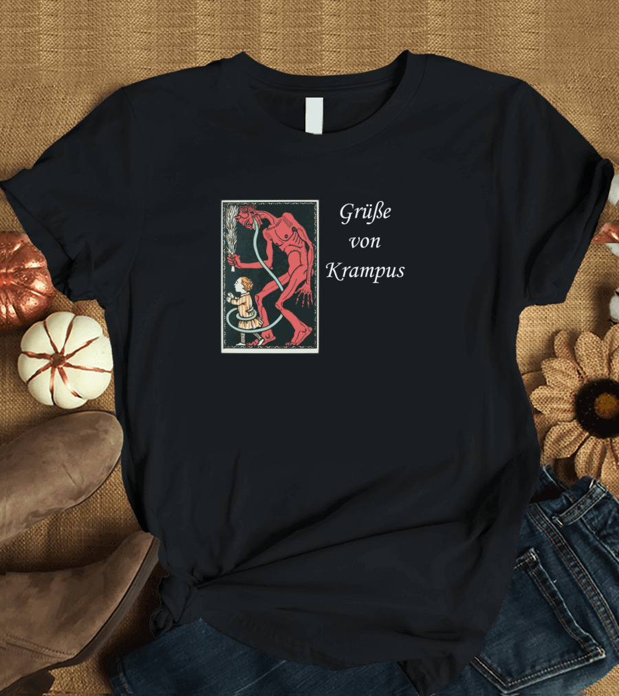 Grüße von Krampus Vintage Holiday Mythology Card T-Shirt
