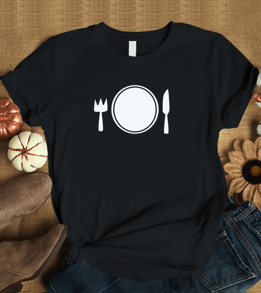 Knife Fork Plate I Love Cooking T-Shirt