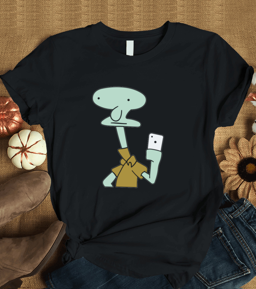 Poorly Drawn Squidward Taking Selfie Meme T-Shirt