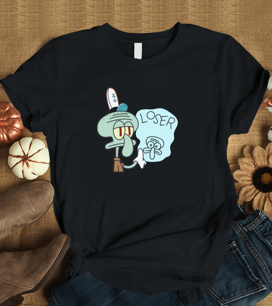Squidward Loser Bubble Reflection with Anchor Hat T-Shirt