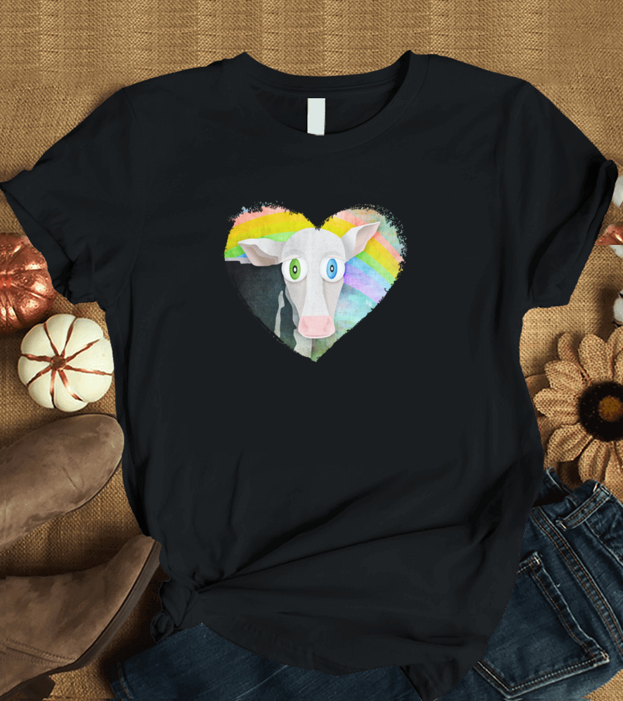 The Cow Who Freed Himself Rainbow Heart T-Shirt