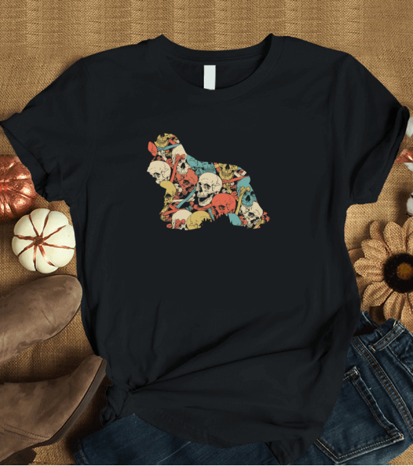 T-Shirt: Zombie Cocker Spaniel Skull Colorful Skulls and Bones T-Shirt Zombie Cocker Spaniel Skull Colorful Skulls and Bones T-Shirt