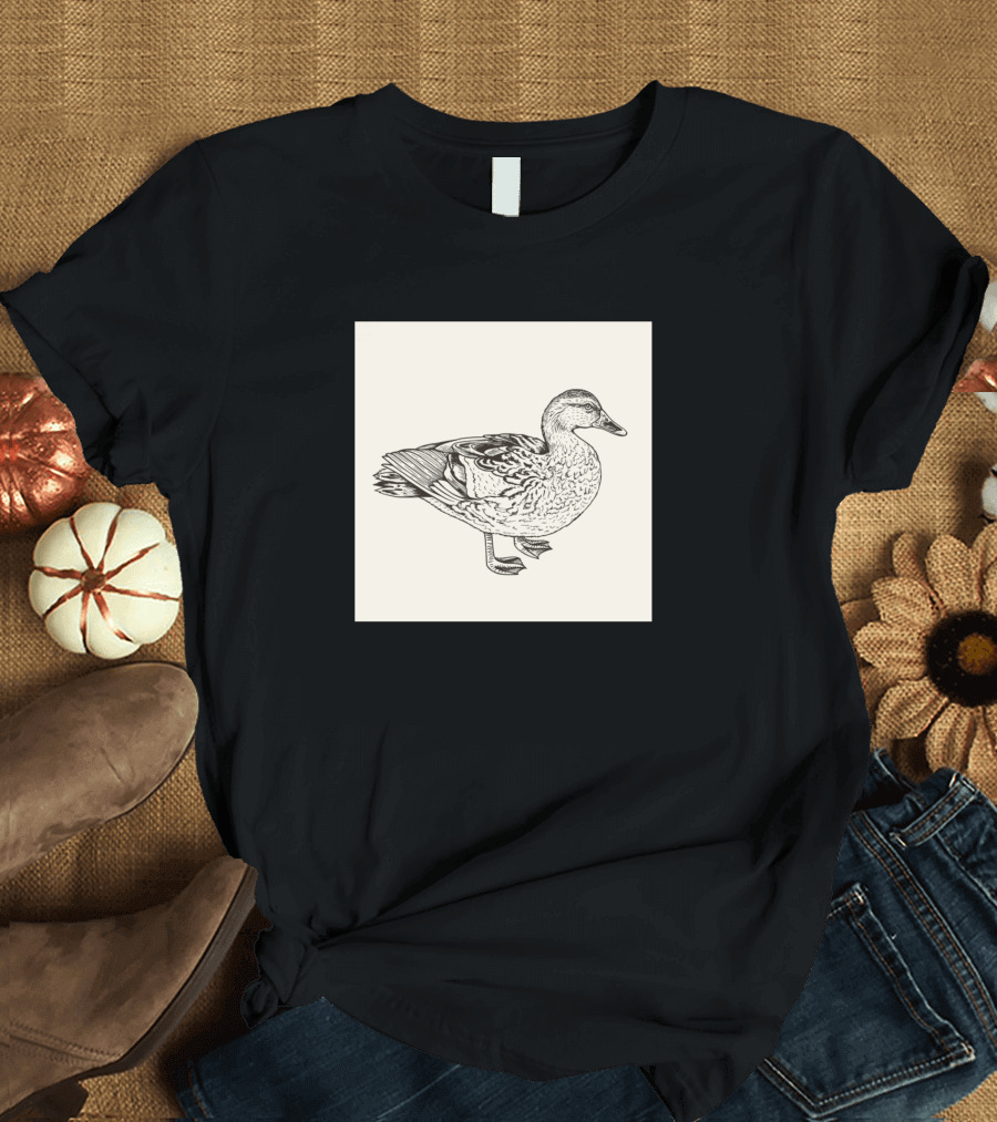 Duck Sketch Detailed Line Drawing T-Shirt