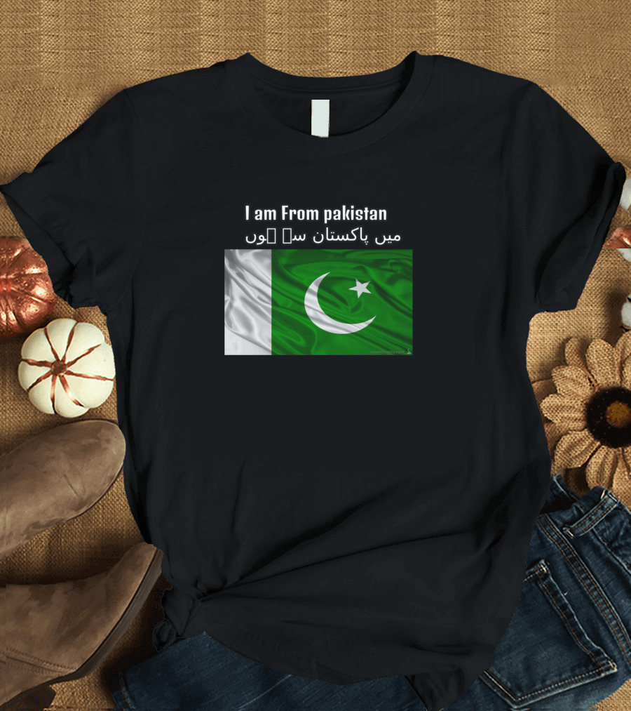 I Am From Pakistan Green and White Flag Crescent Star T-Shirt