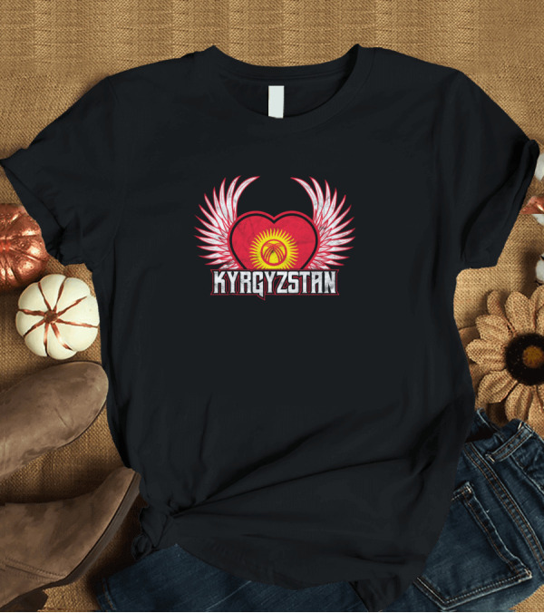 T-Shirt: Kyrgyzstan Heart with Wings and Sun Emblem T-Shirt Kyrgyzstan Heart with Wings and Sun Emblem T-Shirt