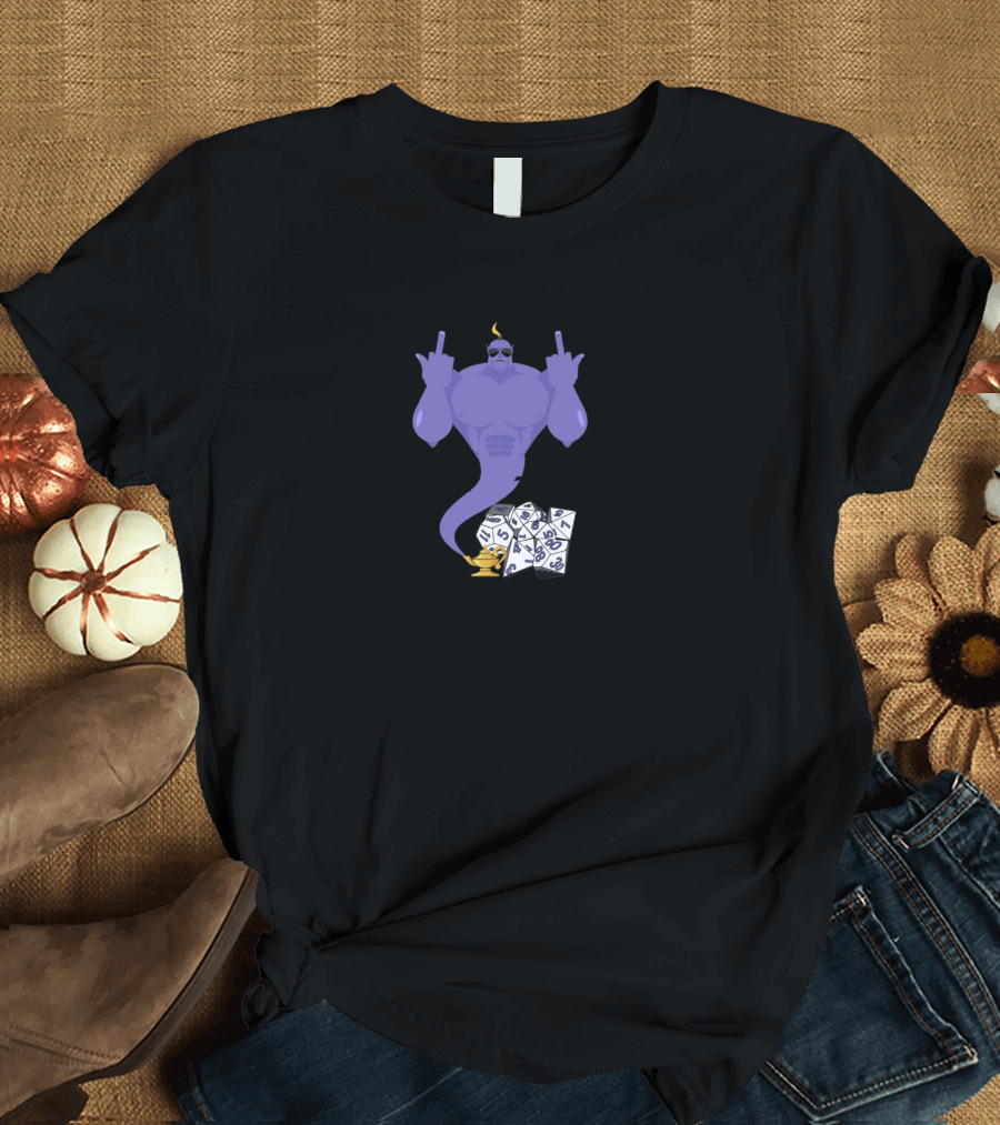 The Dice Giveth And The Dice Taketh Away Genie with Rolling Dice T-Shirt