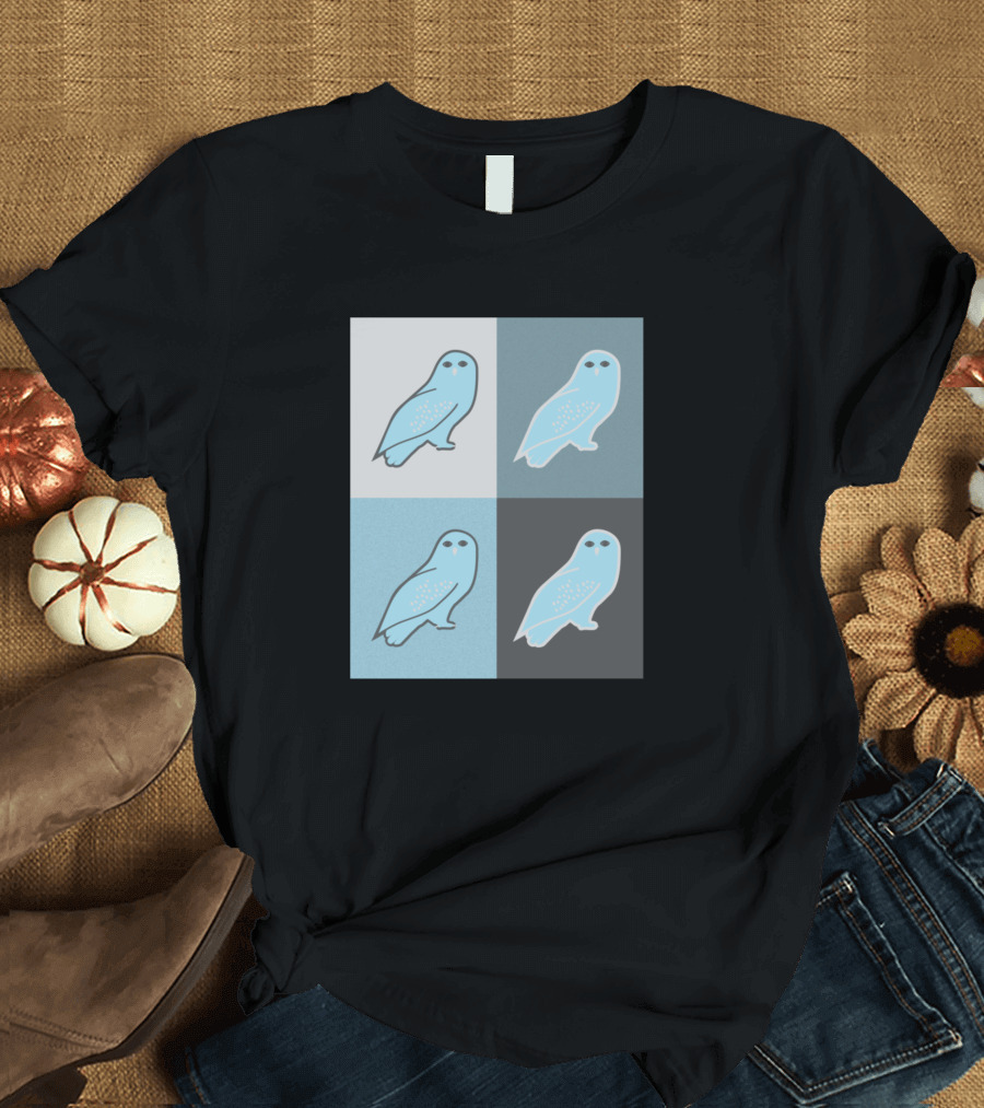4 Owls Mono Graphic Blue Quad Owl T-Shirt