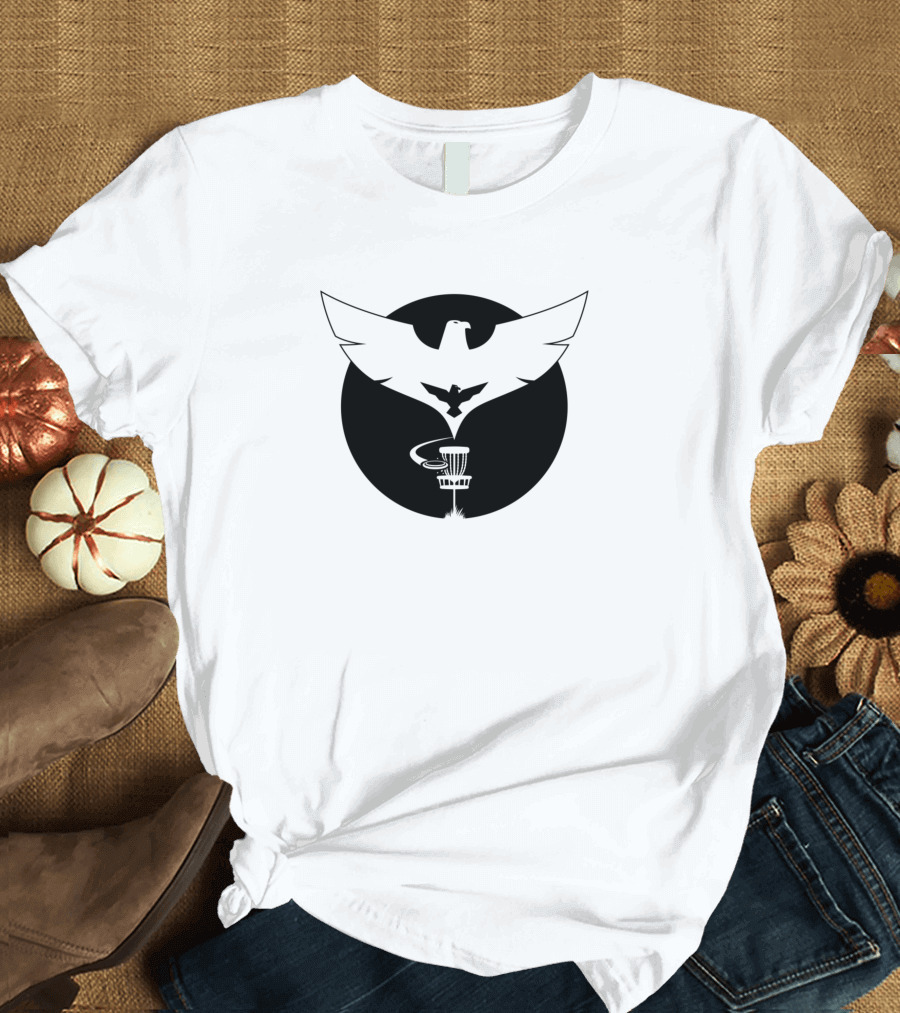 Eagle Birdie Disc Golf Silhouette Icon with Modern T-Shirt