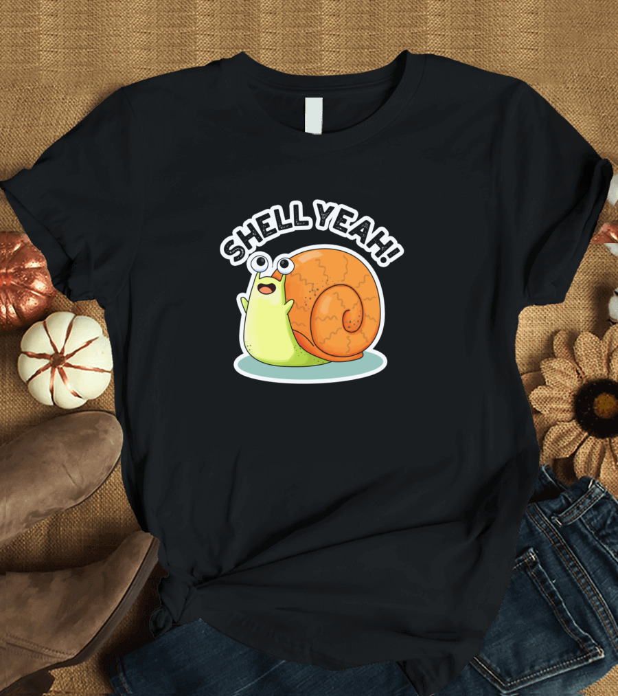 SHELL YEAH Cute Snail Pun Orange Shell T-Shirt