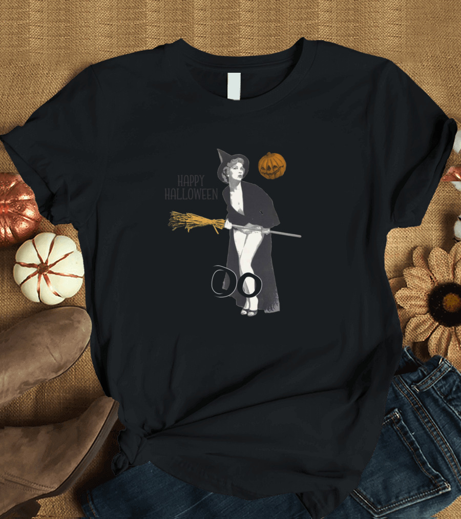 Boo Witch Pin Up Happy Halloween Pumpkin T-Shirt