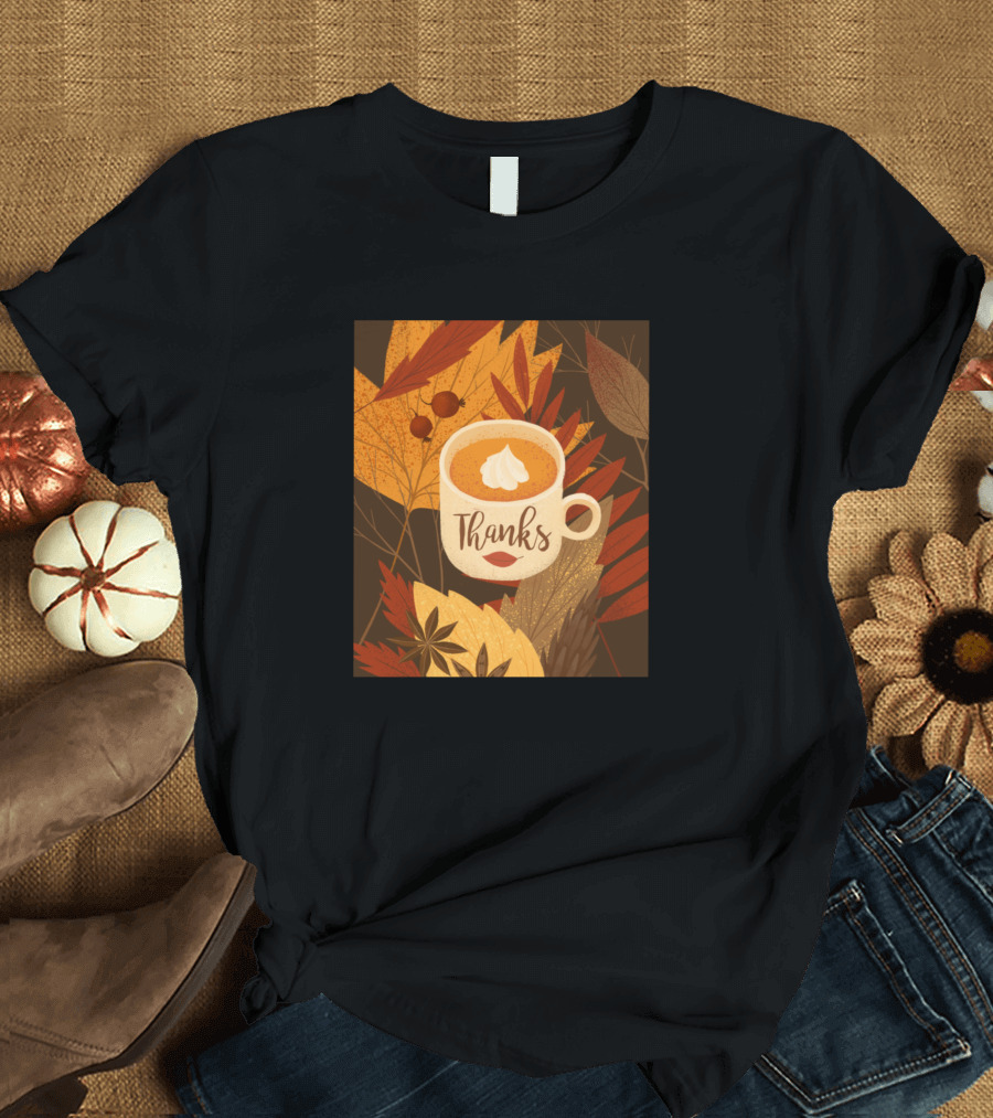 Thanks Autumn Leaves Coffee Cup T-Shirt