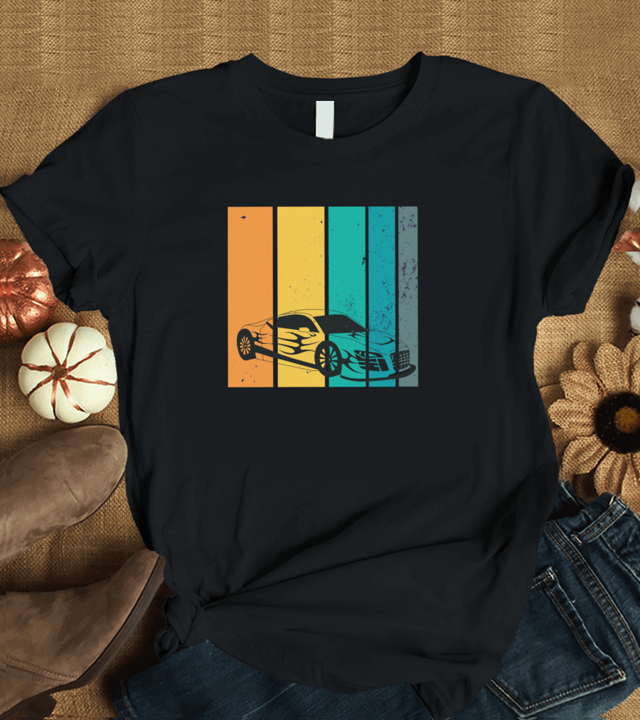 Motorsport R Sportwagenliebhaber Retro Color Stripes T-Shirt