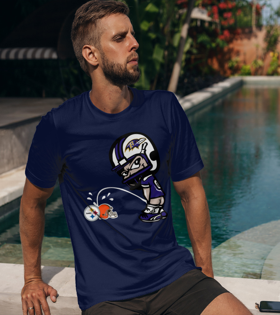 Baltimore Ravens Rivalry Mock Pittsburgh Steelers Cleveland Browns Helmets T-Shirt