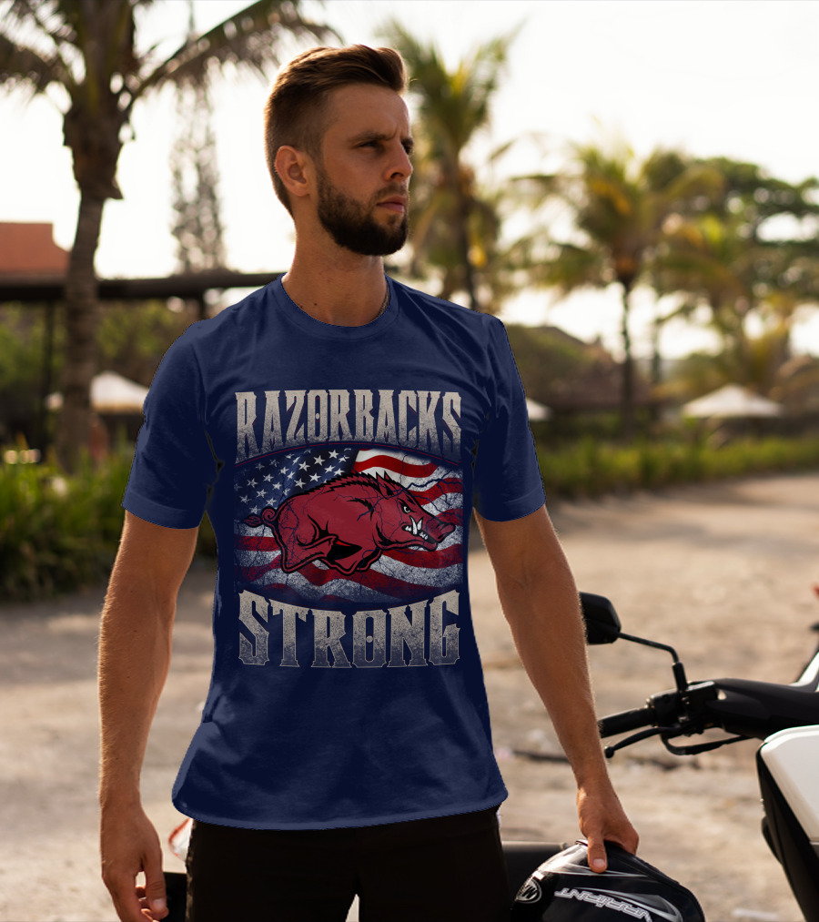 Razorbacks Strong American Flag T-Shirt