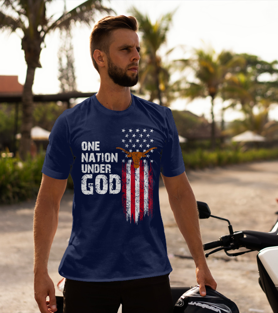 One Nation Under God Texas Longhorns Flag Usa T-Shirt