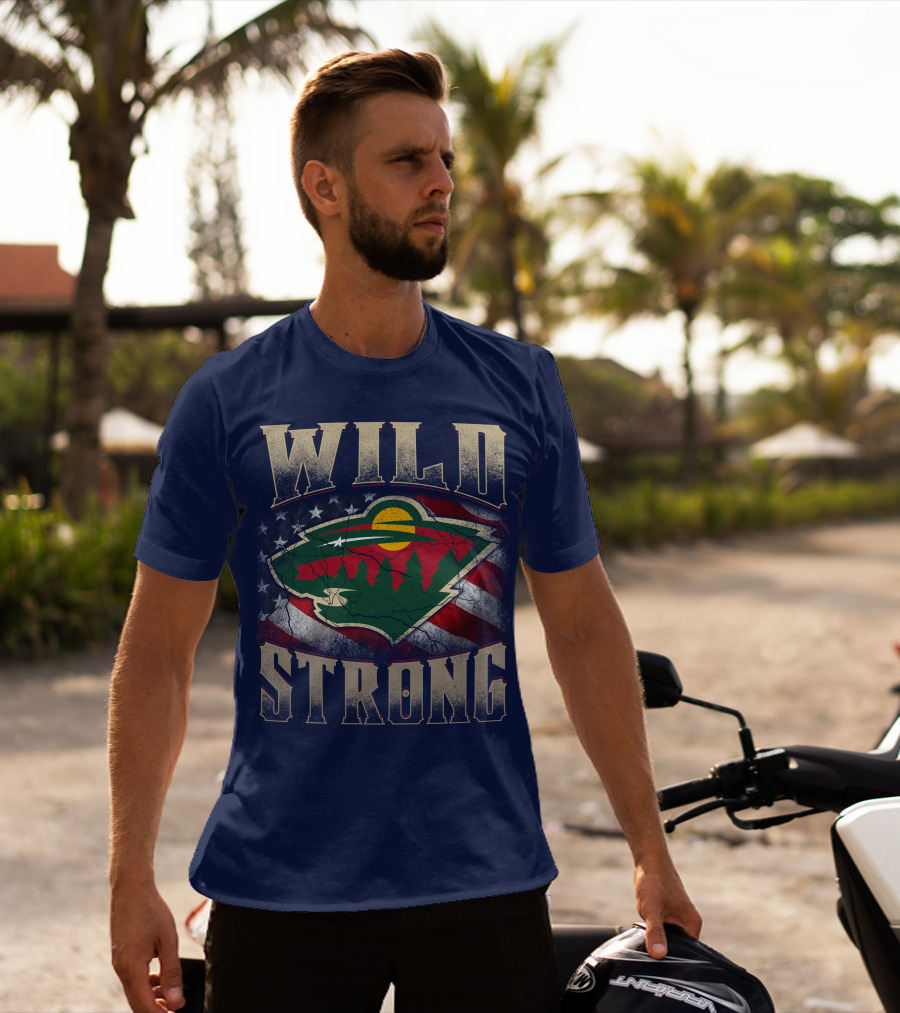Wild Strong Minnesota Wild Logo American Flag T-Shirt
