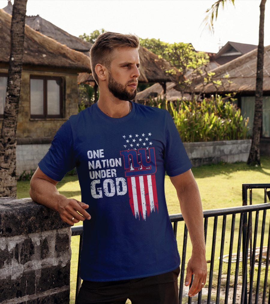 One Nation Under God Ny American Flag Design New York Giants T-Shirt