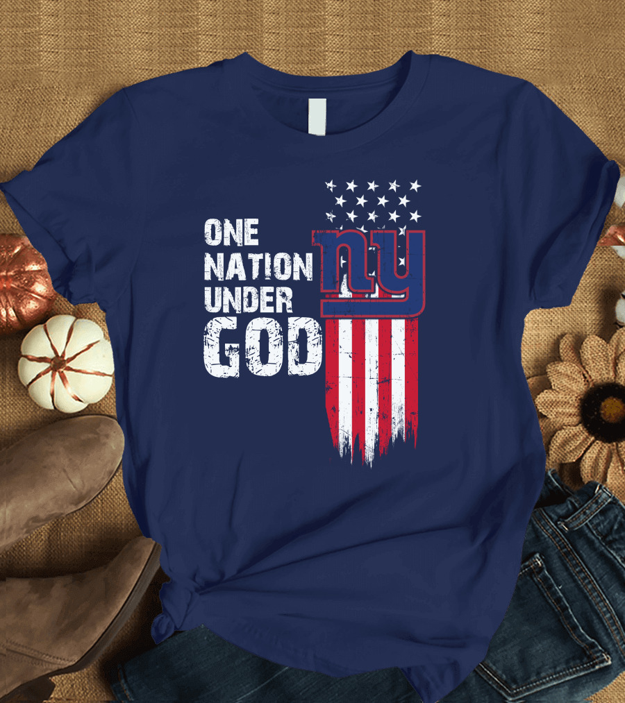 One Nation Under God Ny American Flag Design New York Giants T-Shirt