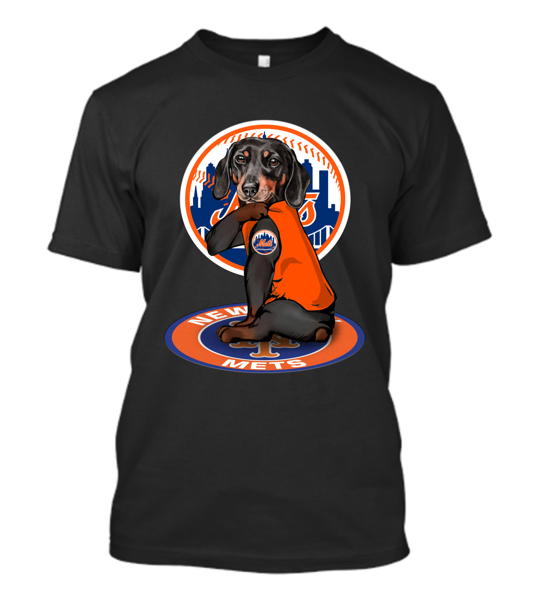 New York Mets Dachshund Orange Jersey T-Shirt