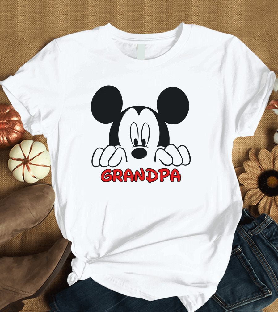 Mickey Mouse Peeking Grandpa T-Shirt