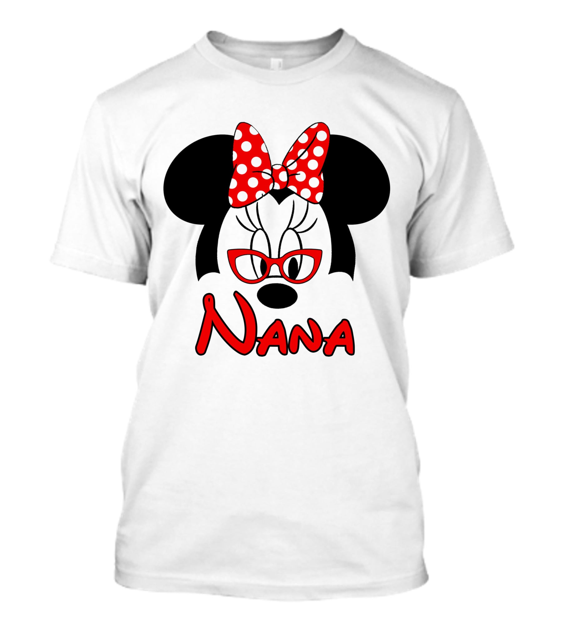 Nana Minnie Mouse Glasses Polka Dot Bow T-Shirt