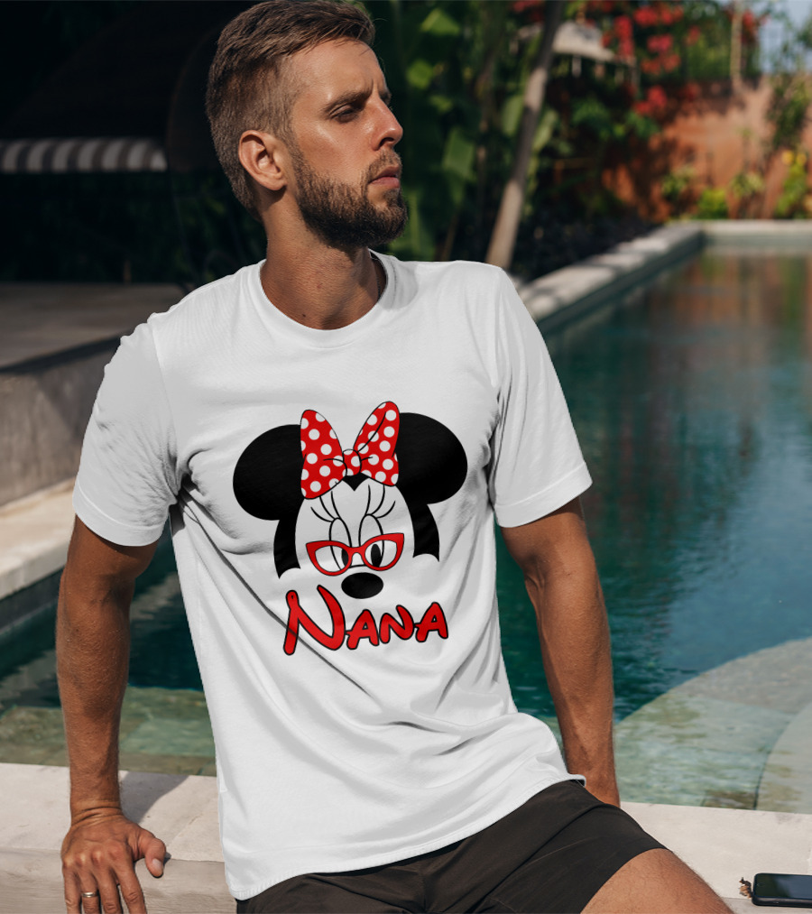 Nana Minnie Mouse Glasses Polka Dot Bow T-Shirt