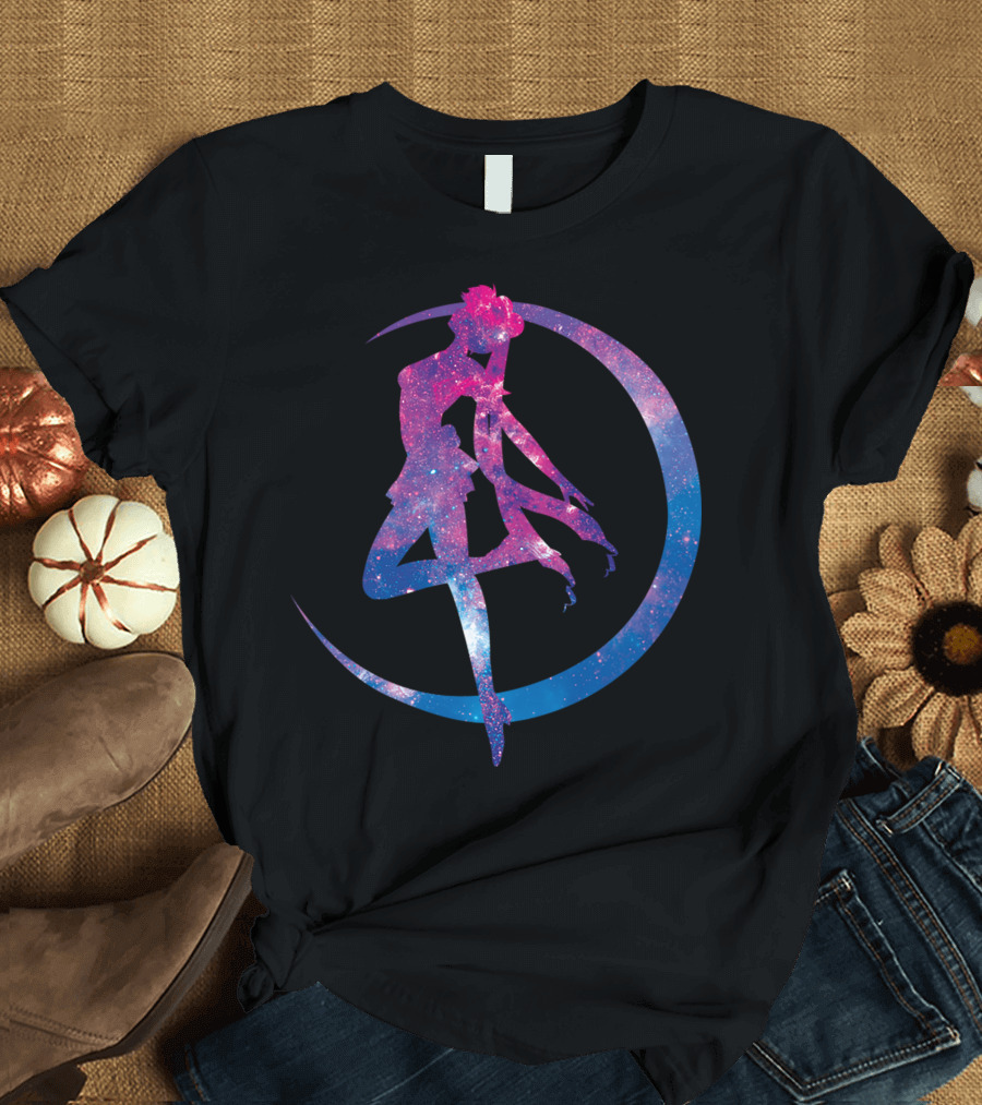 Sailor Moon Galaxy Silhouette Lunar Pose T-Shirt