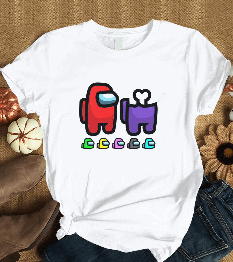 Among Us Crewmates and Dead Body Colors Red Purple Green Blue Yellow Pink Black T-Shirt
