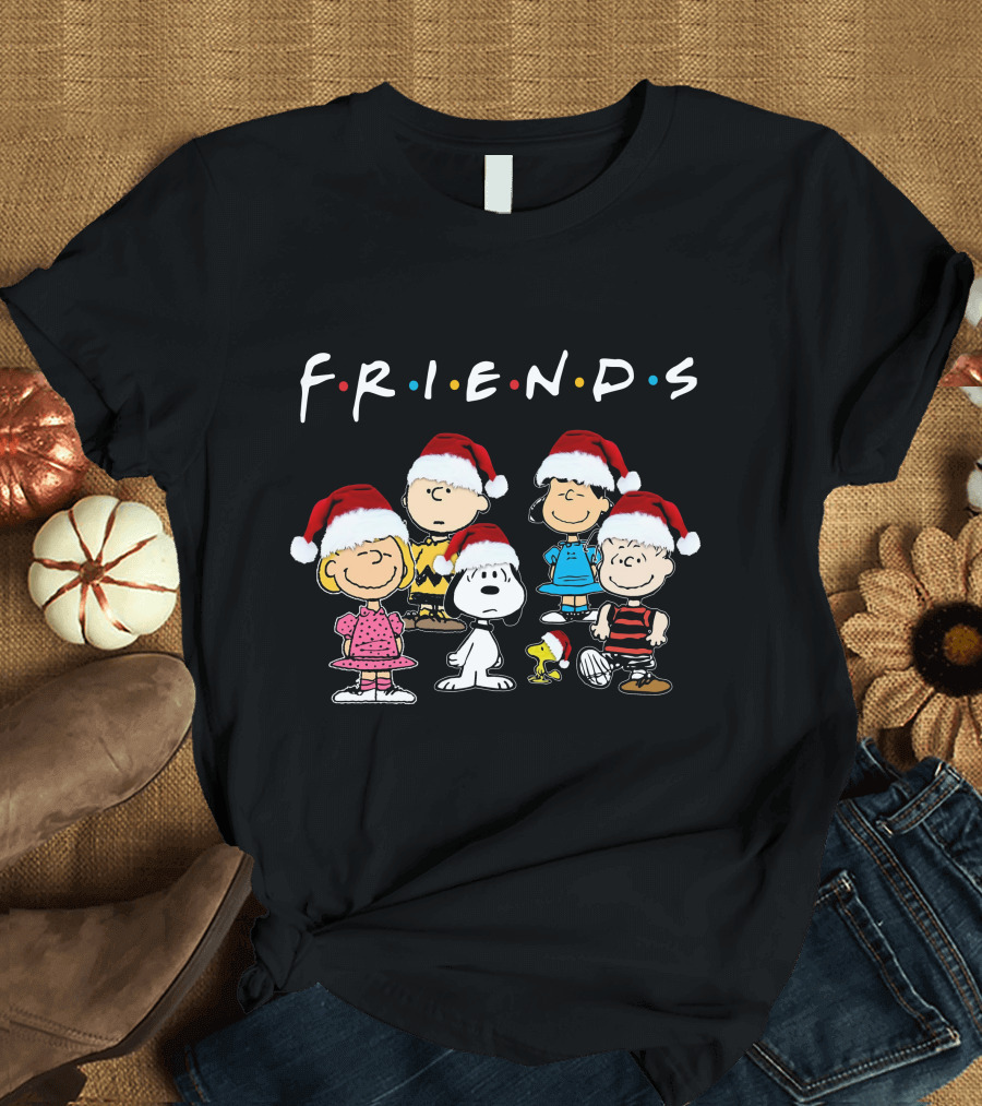 Snoopy Peanuts Friends Christmas Characters Santa Hats T-Shirt